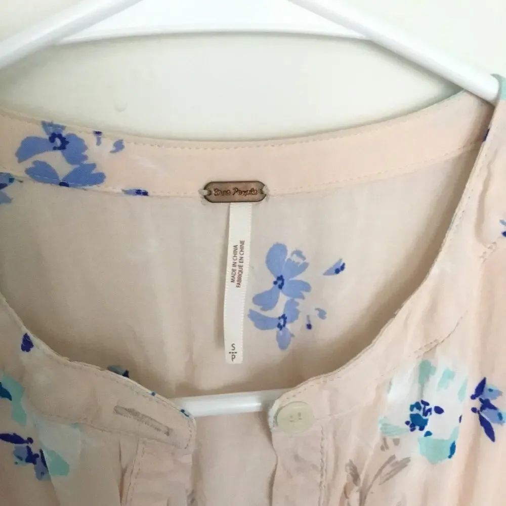 Free People Greatest Day Smocked Floral Mini Pink Dress Sz S